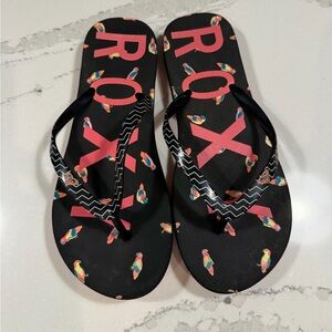 Roxy black and pink flip flops Size 7